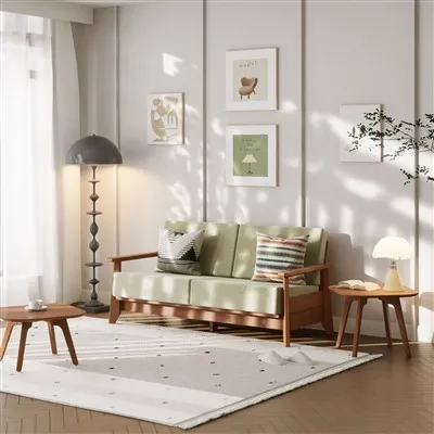 Dřevěná dvoumístná pohovka